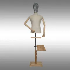 Erkek Terzi Mankeni Ahşap Kollu Tel Kafalı Özel Ayak