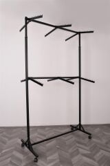 Çift Katlı Çift Taraflı 12 Bastonlu Siyah Askılık