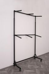 Çift Katlı Tek Taraflı 6 Bastonlu Siyah Askılık